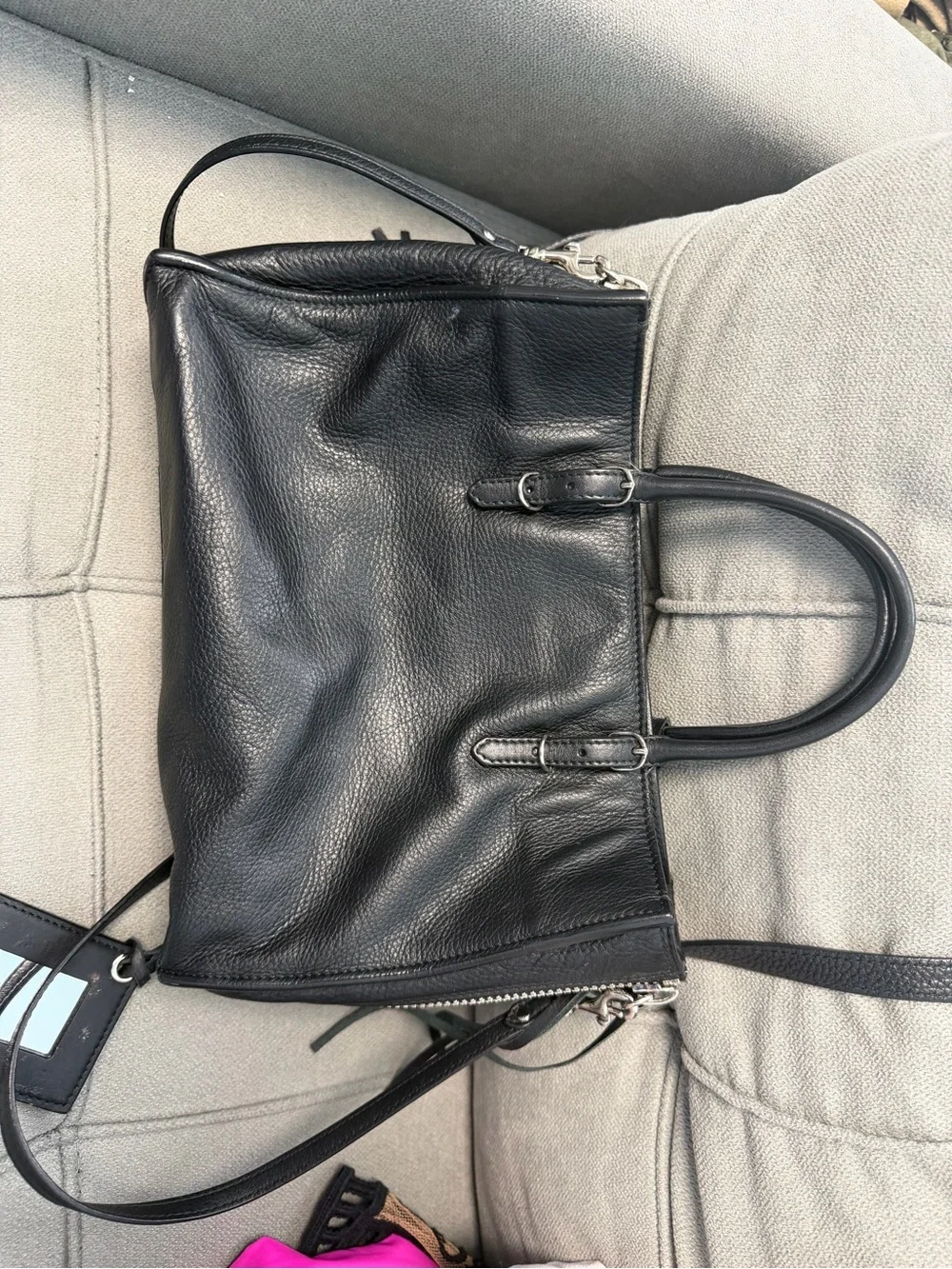 Balenciaga Black Leather Double-Handle Shoulder Bag